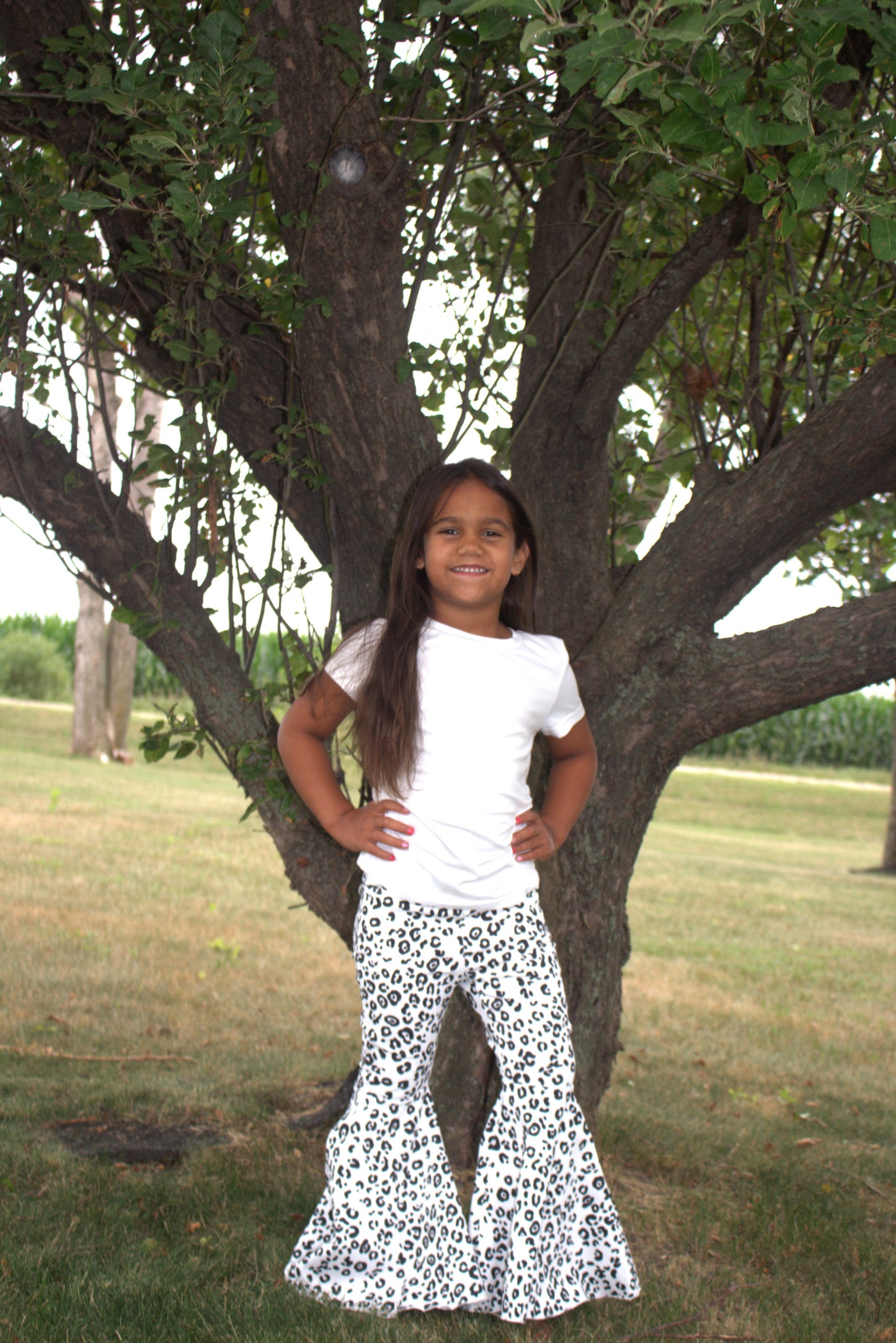 Luna Leopard Bell Bottom Jeans