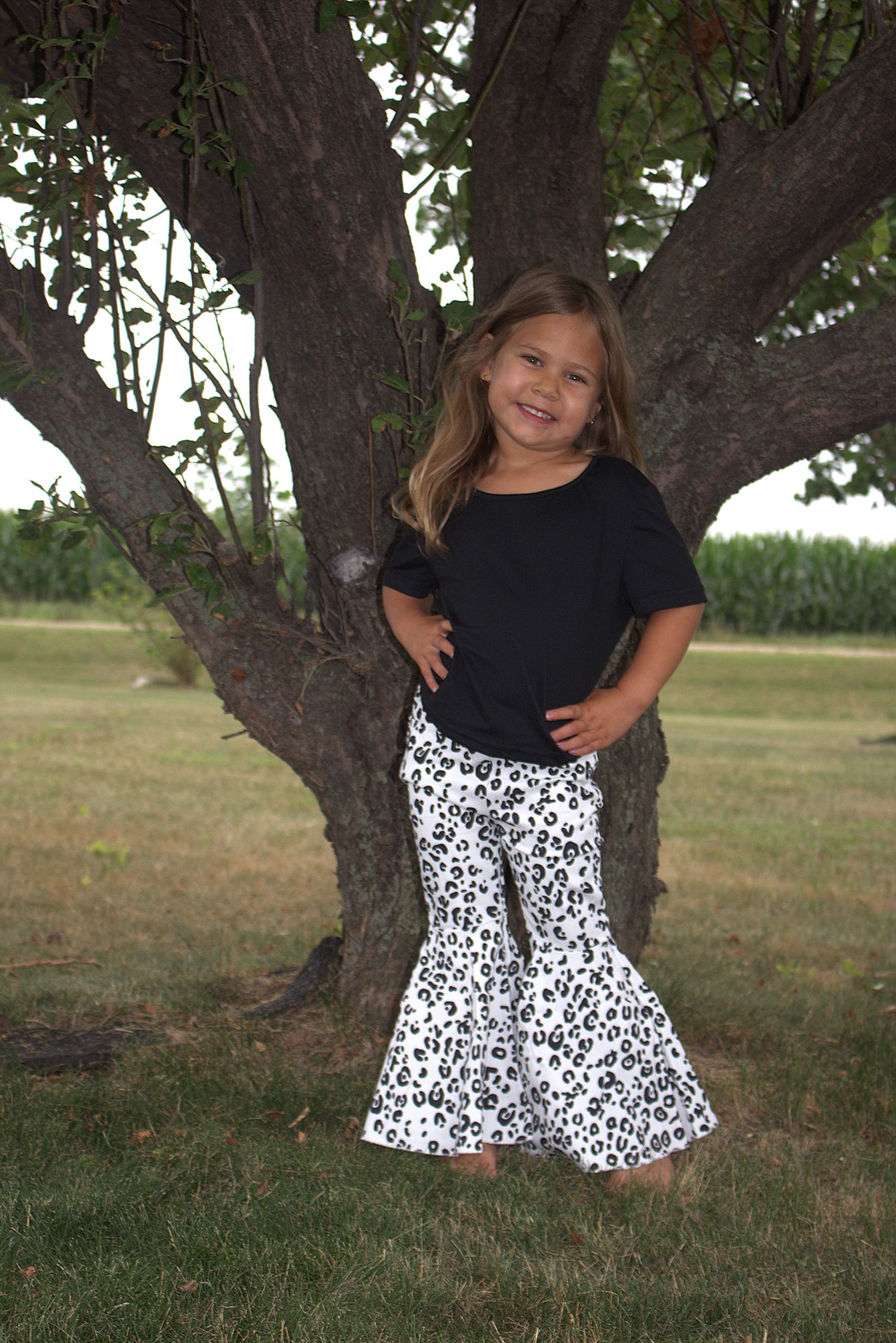 Luna Leopard Bell Bottom Jeans