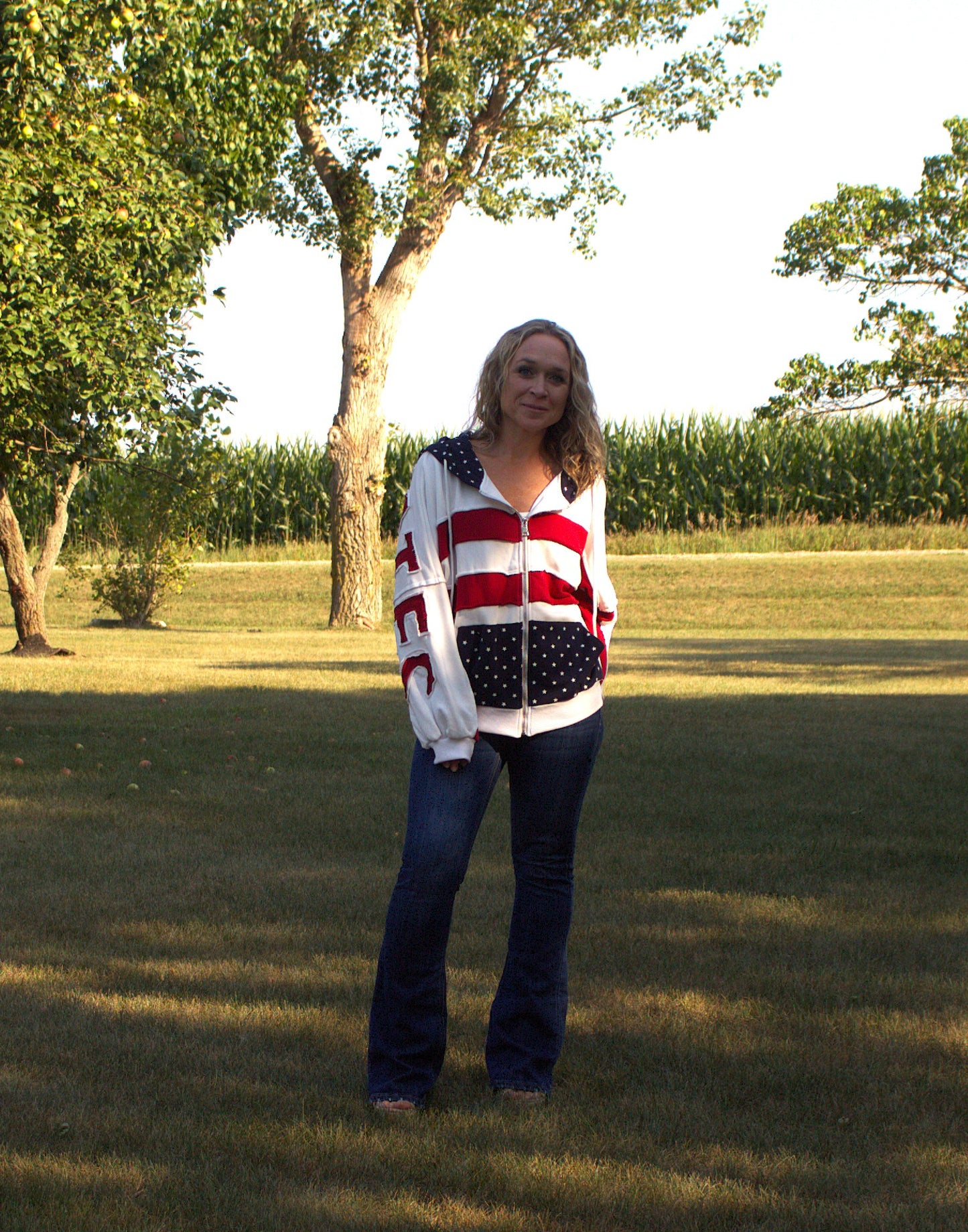 Freedom Patchwork Zip-Up Hoodie
