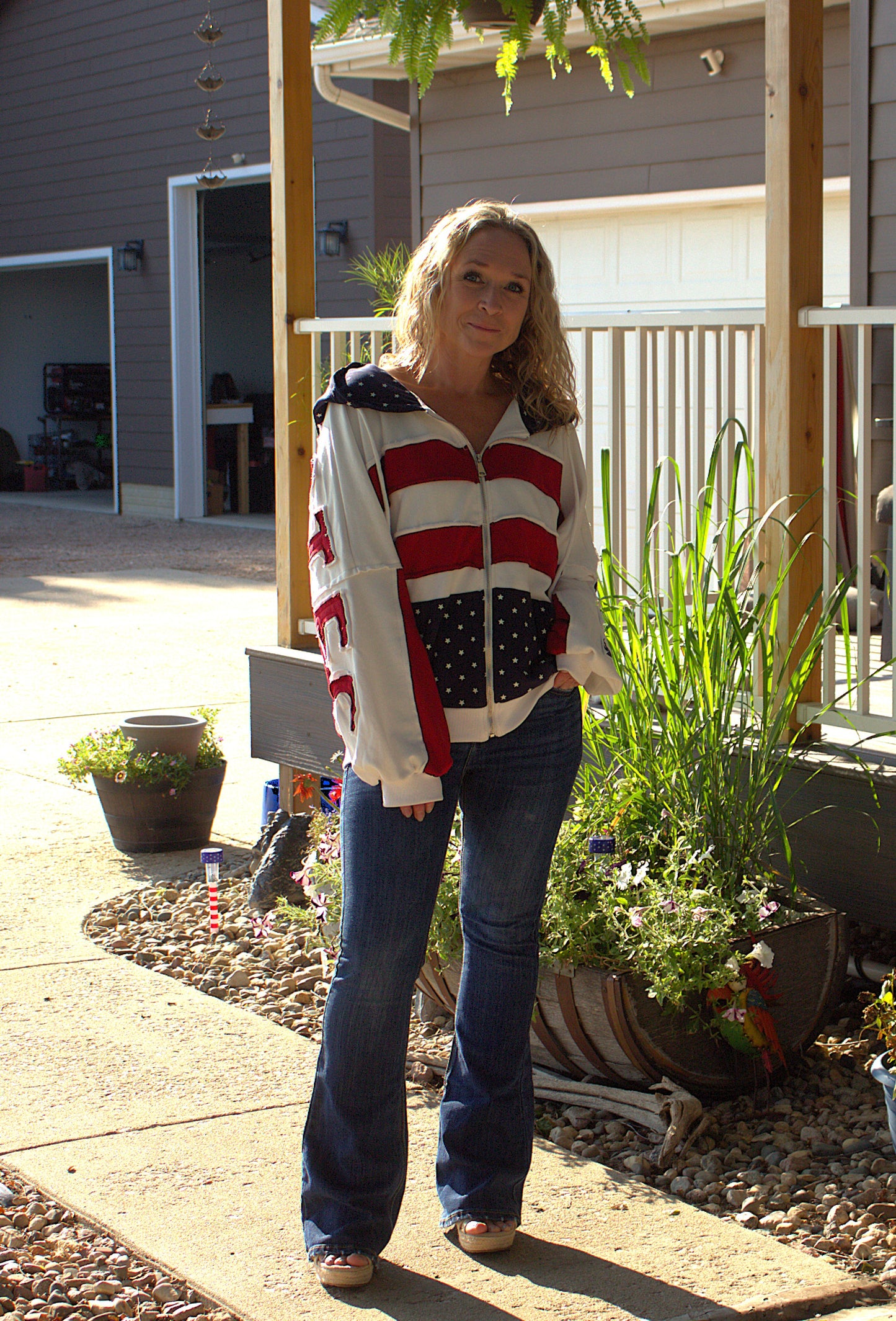 Freedom Patchwork Zip-Up Hoodie