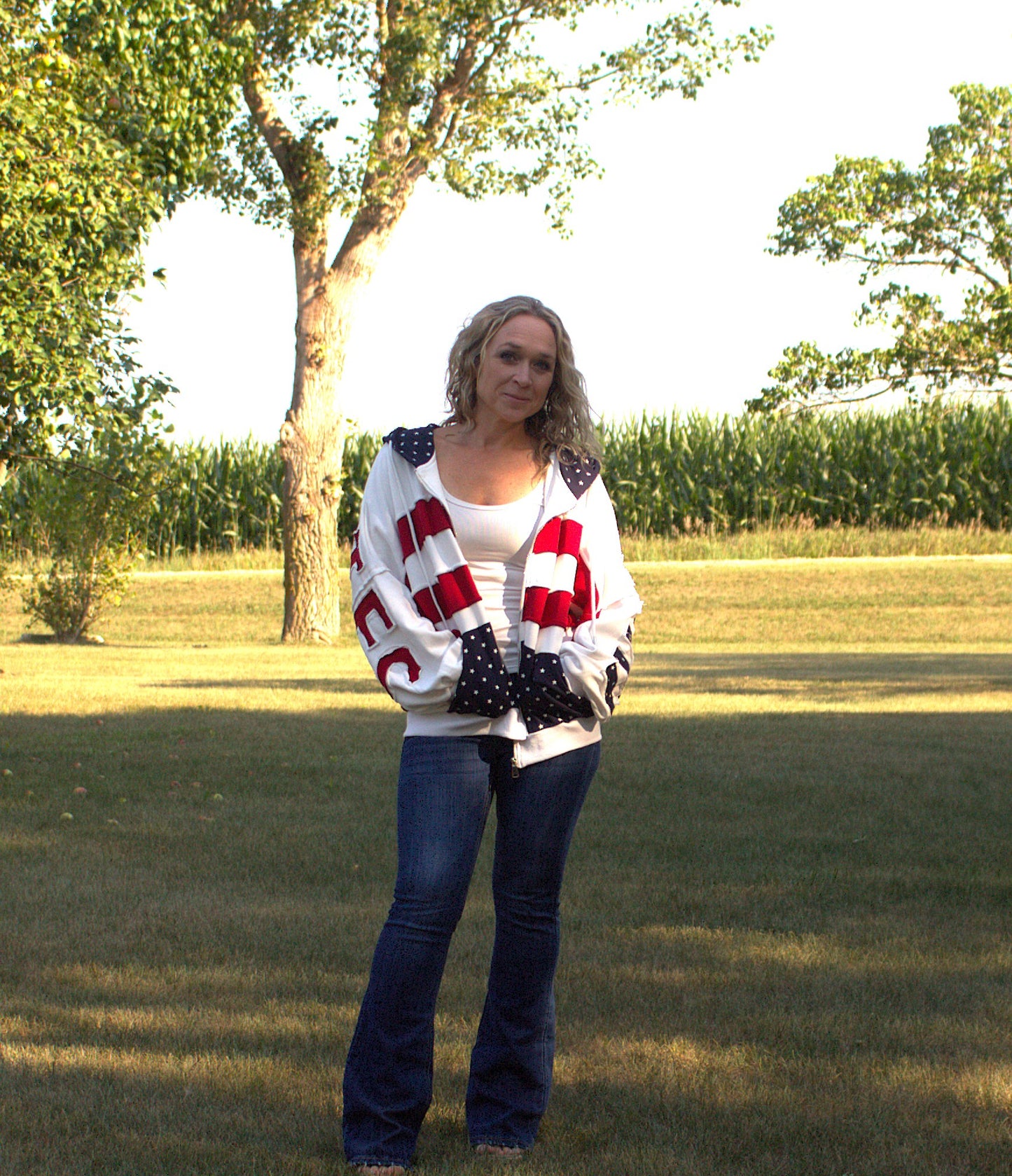 Freedom Patchwork Zip-Up Hoodie